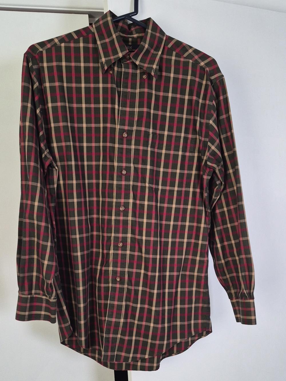 Brooks Brothers Olive and Maroon Plaid Button-Down Shirt